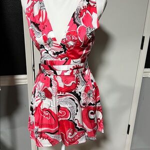 Vibrant Pink and White Floral Jumpsuit